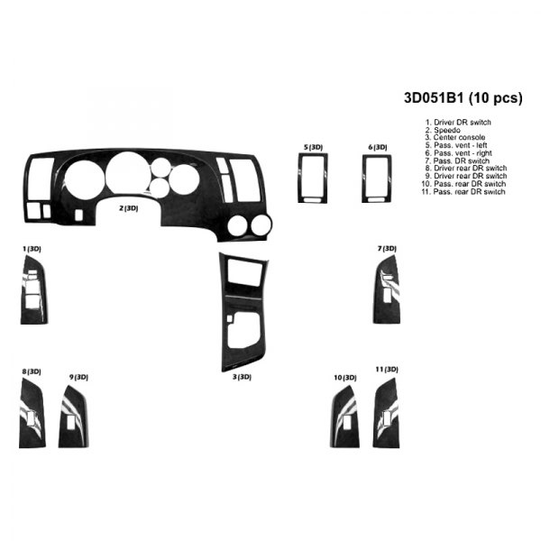 B&I® - 3D Small Dash Kit (10 Pcs)