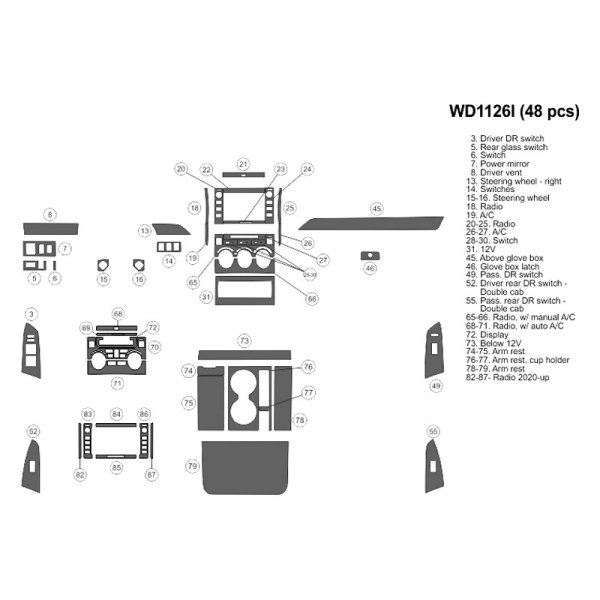 B&I® - 2D Small Dash Kit (48 Pcs)