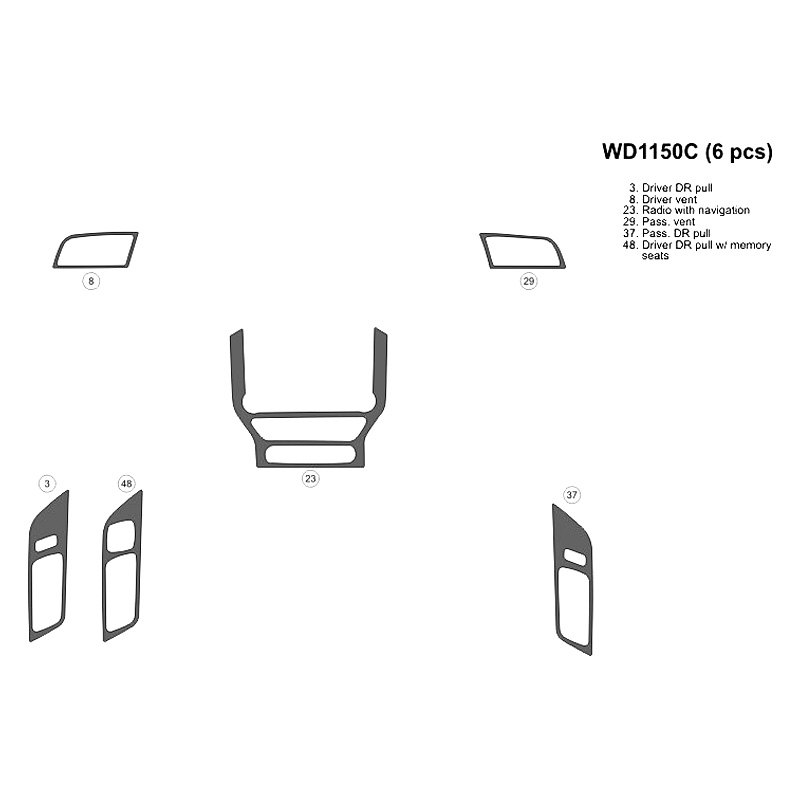 B&I® WD1150C-SDE - 2D Blackwood Small Dash Kit (6 Pcs)