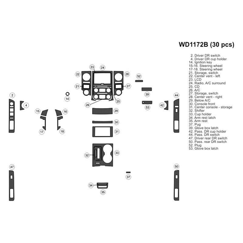 B&I® WD1172B-DET - 2D Bronze Burlwood Small Dash Kit (30 Pcs)