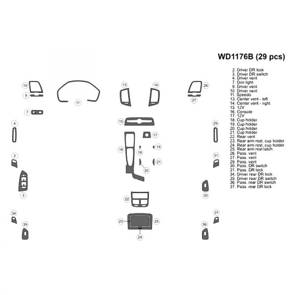 B&I® - 2D Small Dash Kit (29 Pcs)