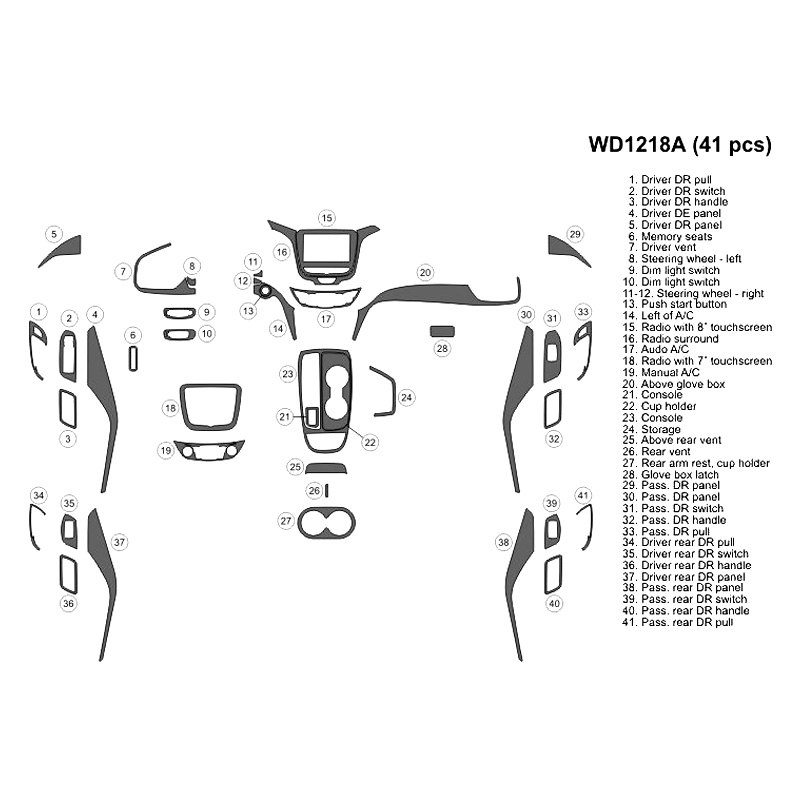 B&I® WD1218A-DET - 2D Bronze Burlwood Large Dash Kit (41 Pcs)