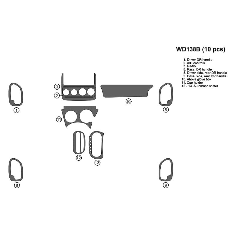 B&I® WD138B-DET - 2D Bronze Burlwood Full Dash Kit (10 Pcs)