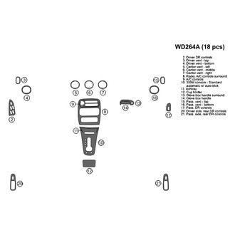 B&I® - 2D Rosewood Factory Match Full Dash Kit (18 Pcs)
