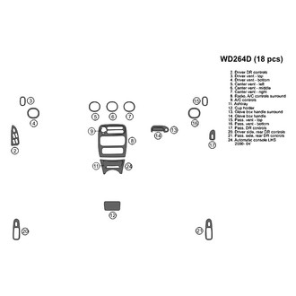 B&I® - 2D Rosewood Factory Match Full Dash Kit (18 Pcs)