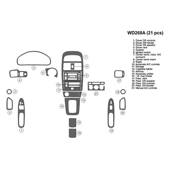 B&I® - 2D Dark Burl Factory Match Full Dash Kit (21 Pcs)