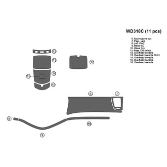 B&I® - 2D Black Brown Factory Match Full Dash Kit (11 Pcs)