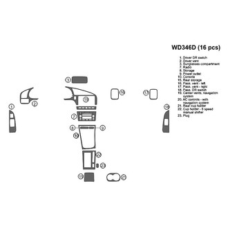 B&I® - 2D Gray Burl Factory Match Full Dash Kit (16 Pcs)