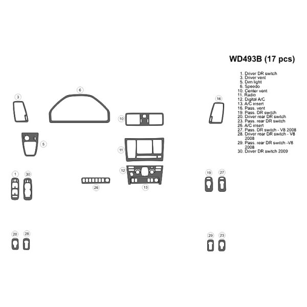 B&I® - 2D Small Dash Kit (17 Pcs)