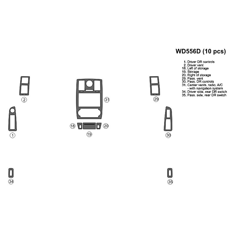 B&I® WD556D-SCF - 2D Black Fiber Small Dash Kit (10 Pcs)