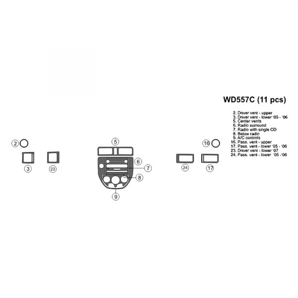 B&I® - 2D Small Dash Kit (11 Pcs)
