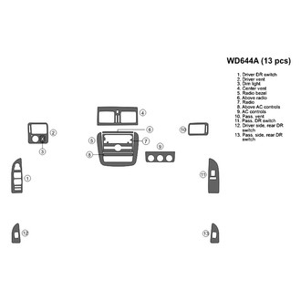 B&I® - 2D Brown Walnut Factory Match Full Dash Kit (13 Pcs)