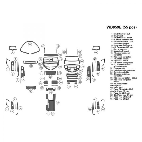 B&I® - 2D Full Dash Kit (55 Pcs)