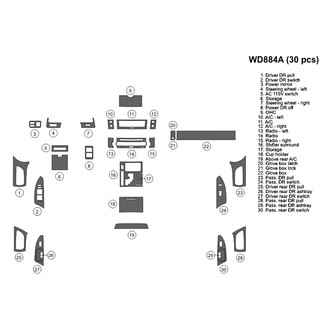 B&I® - 2D Medium Brown Walnut Factory Match Full Dash Kit (33 Pcs)