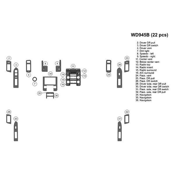 B&I® - 2D Small Dash Kit