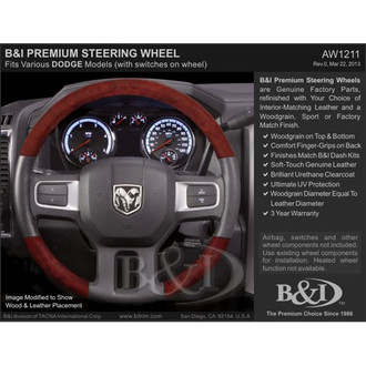 B&I® - Premium Design Steering Wheel with Insert on Top and Bottom