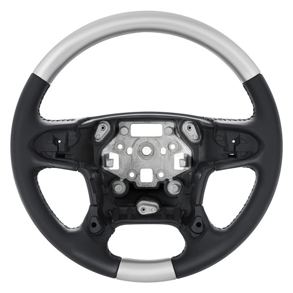 B&I® - Premium Design Steering Wheel (Charcoal Black Leather AND Platinum Silver Grip)