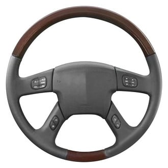 B&I® - Premium Design Gray Leather Steering Wheel with Black Carbon Grip Steering Wheel
