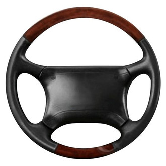 B&I® - Premium Design Black Leather Steering Wheel with Black Carbon Grip Steering Wheel