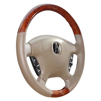 B&I® - Premium Design Brown Leather Steering Wheel with Factory Match (Brown Walnut) Grip Steering Wheel