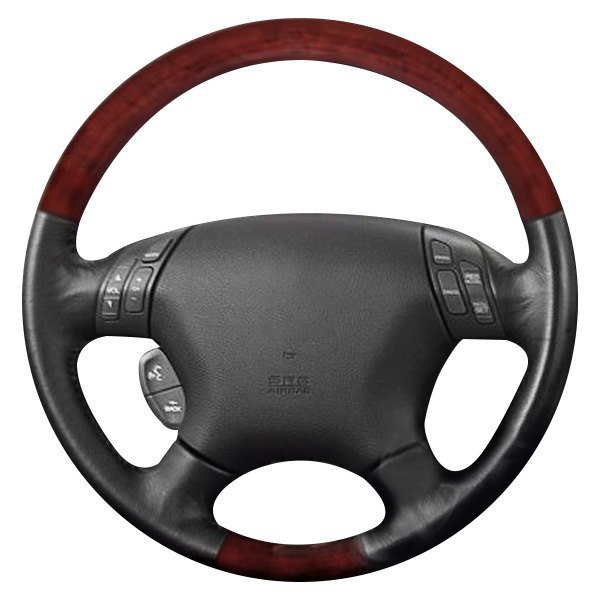  B&I® - Premium Design 4 Spokes Steering Wheel (Brown Leather AND Bronze Burlwood Grip)