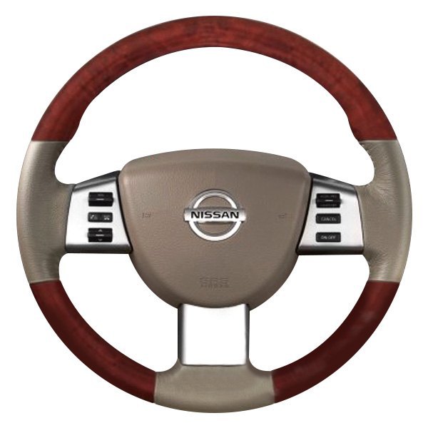  B&I® - Premium Design Steering Wheel (Light Tan Leather AND Solid Red Grip)