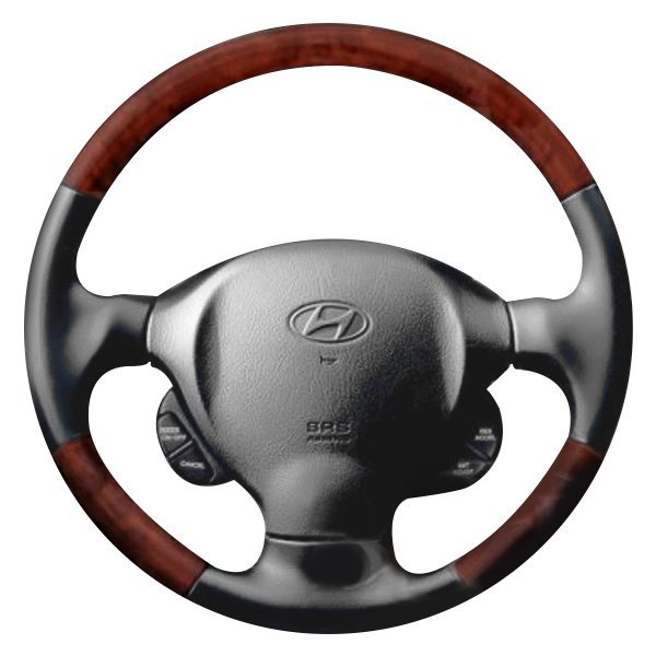  B&I® - Premium Design 3 Spokes Steering Wheel (Graphite Leather AND Matted Mahogany Grip)
