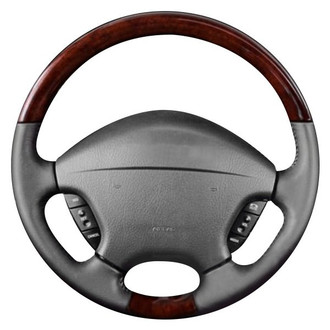 B&I® - Premium Design Black Leather Steering Wheel with Black Carbon Grip Steering Wheel