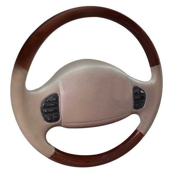  B&I® - Premium Design Steering Wheel (Light Gray Leather AND Factory Match (Excursion 2000-2002, F-Series 1999-2004) Grip)