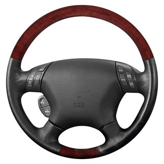 B&I® - Premium Design 4 Spokes Black Leather Steering Wheel with Black Carbon Grip Steering Wheel