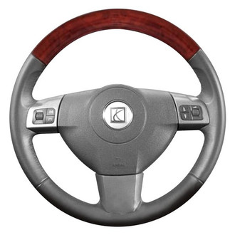 B&I® - Premium Design Black Leather Steering Wheel with Black Carbon Grip Steering Wheel