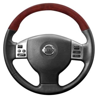 B&I® - Basic Design Black Leather Steering Wheel with Black Carbon Grip Steering Wheel