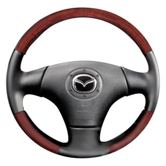 B&I® - Premium Design Black Leather Steering Wheel with Black Carbon Grip Steering Wheel