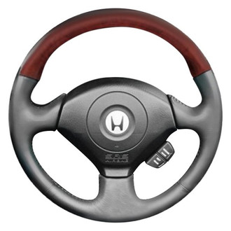B&I® - Premium Design Black Leather Steering Wheel with Black Carbon on Top Inserts Steering Wheel
