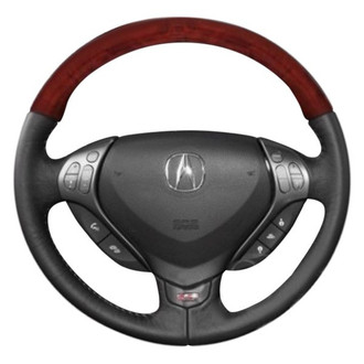 B&I® - Premium Design Black Leather Steering Wheel with Black Carbon Grip Steering Wheel