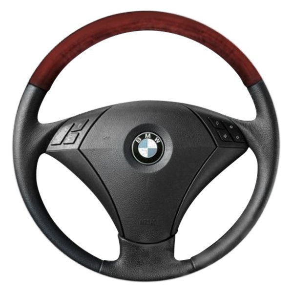  B&I® - Premium Design 3 Spokes Steering Wheel (Black Leather AND Red Fiberon Top )