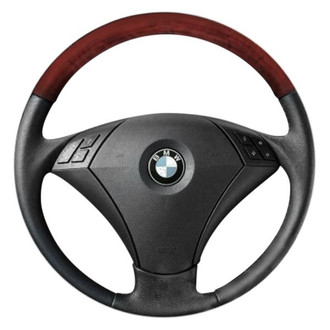 B&I® - Premium Design 3 Spokes Black Leather Steering Wheel with Black Carbon on Top Inserts Steering Wheel