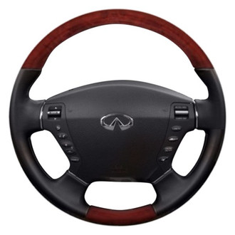 B&I® - Premium Design Black Leather Steering Wheel with Black Carbon Grip Steering Wheel
