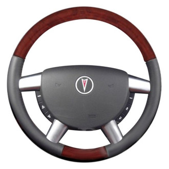 B&I® - Premium Design Black Leather Steering Wheel with Black Carbon Grip Steering Wheel