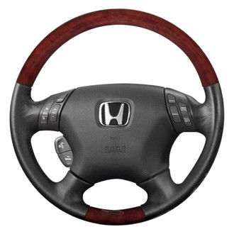 B&I® - Premium Design Black Leather Steering Wheel with Black Carbon Grip Steering Wheel