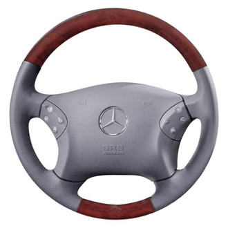 B&I® - Premium Design 4 Spokes Black Leather Steering Wheel with Black Carbon Grip Steering Wheel
