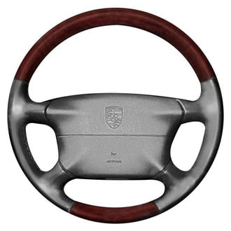 B&I® - Premium Design 4 Spokes Black Leather Steering Wheel with Black Carbon Grip Steering Wheel