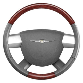 B&I® - Premium Design Dark Gray Leather Steering Wheel with Black Carbon Grip Steering Wheel