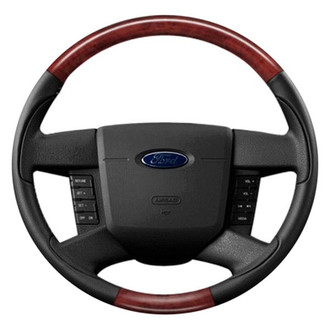 B&I® - Premium Design Black Leather Steering Wheel with Black Carbon Grip Steering Wheel
