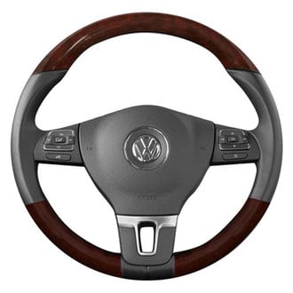 B&I® - Premium Design Black Leather Steering Wheel with Black Carbon Grip Steering Wheel