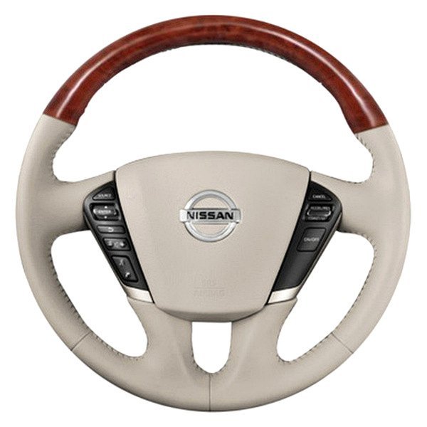  B&I® - Premium Design Steering Wheel (Beige/Tan Leather AND Matted Mahogany Grip)