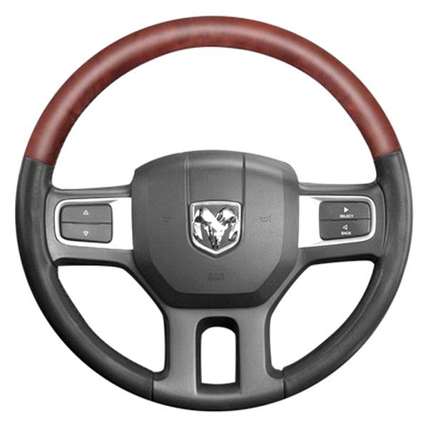  B&I® - Premium Design Steering Wheel (Black Leather AND Dark Burlwoodon Top )