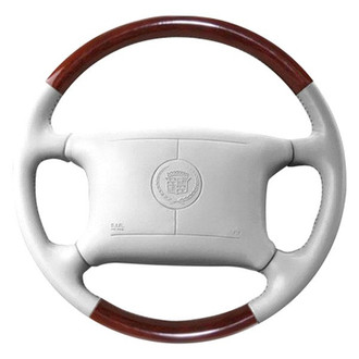 B&I® - Premium Design Ash Leather Steering Wheel with Black Carbon Grip Steering Wheel