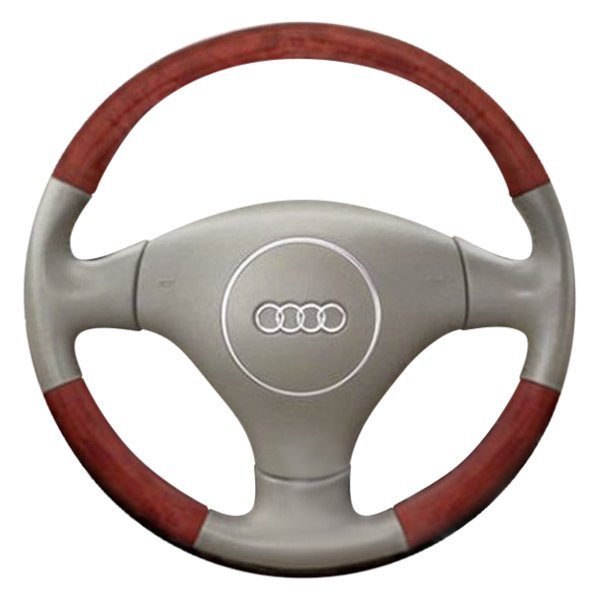  B&I® - Premium Design 3 Spokes Steering Wheel (Medium Parchment Leather AND Solid Red Grip)