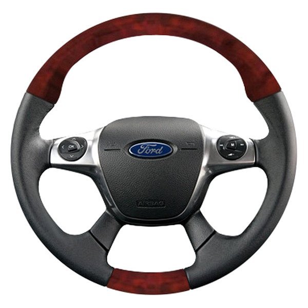  B&I® - Premium Design Steering Wheel (Black Leather AND Bronze Burlwood Grip)